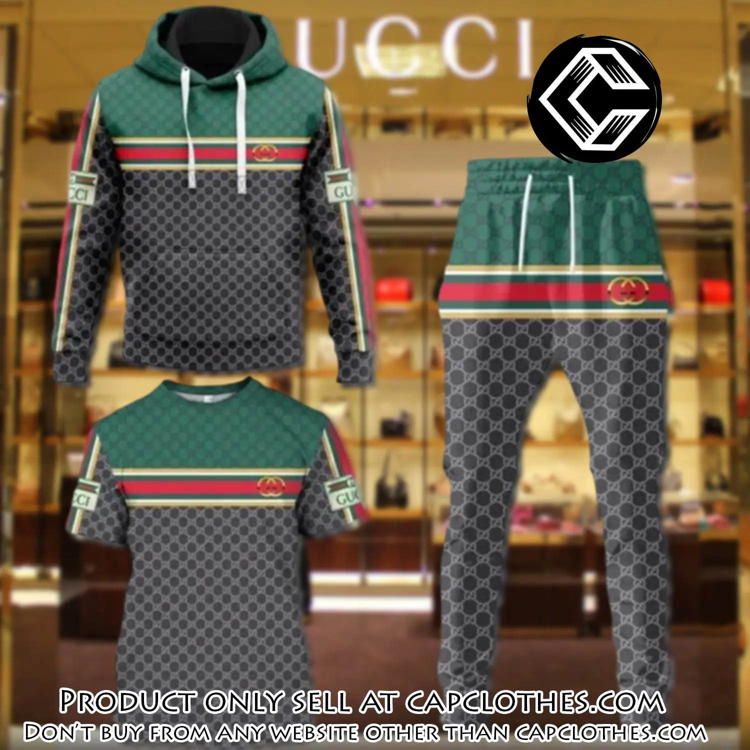 Gucci pattern unisex tshirt hoodie long pants set luxury brand clothing special gift outfit for men women cc5210248